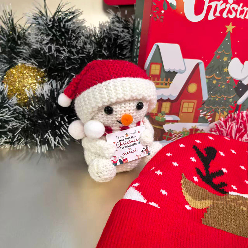 Christmas gift box set for boys and girls, beautiful, exquisite and cute woolen crochet dolls, small ornaments, Santa Claus snowman, brown bear collection, suitable for giving to friends. Give 1 to 2 children to her, give him a New Year gift box