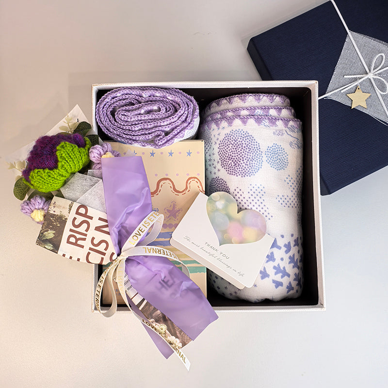Warm birthday gift, Lucky Gift exquisite purple blue high-end gift, Mother's Day Thanksgiving gift Hygge Gift Box,The best gift box for family and friends