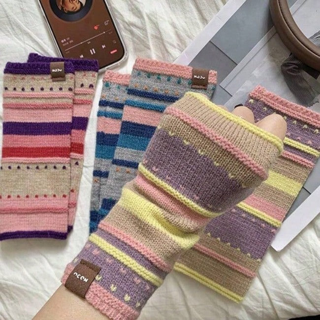 Fingerless wool knitted warm gloves for classmates to give to friends, small gift ideas for ladies, men, students, writing games, cold protection gloves