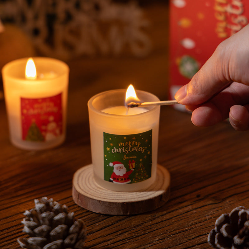 Christmas Candle Glass Fragrance Soy Candle Gift Box for Birthday Party, Festival Celebration, Giving to Friends, Giving to Family, Practical New Year Gift Box for Home Use