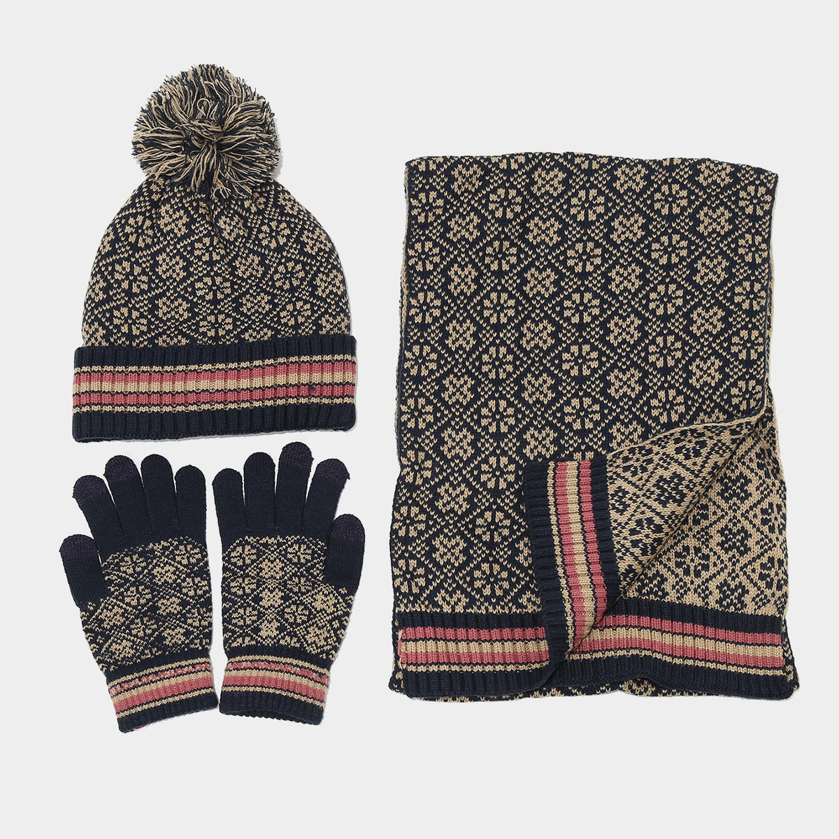 Christmas hat, scarf, gloves, three piece set, European and American jacquard, autumn and winter warm and cold resistant hat, knitted set, suitable for both men and women The best gift for family and friends