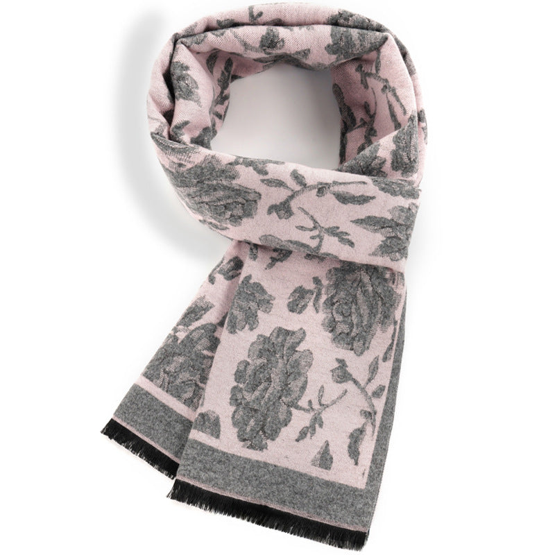 Women's scarf winter new ethnic style scarf, women's warm retro middle-aged and elderly mother style, small business customized gift, employee welfare gift box