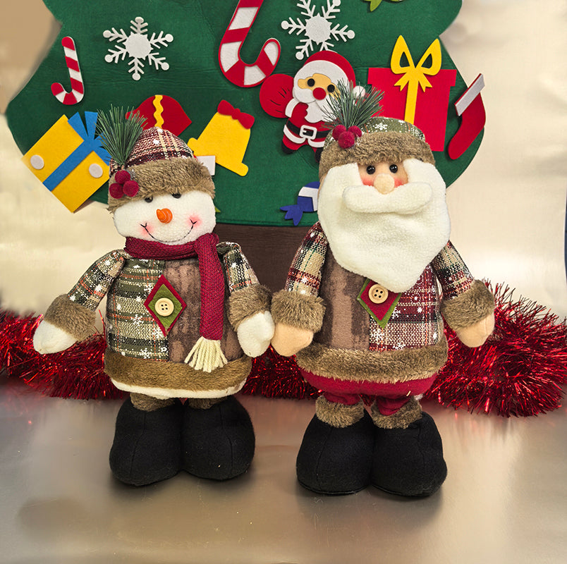Christmas Telescopic Doll Showcase Decoration Santa Claus Snowman Standing Doll Holiday Decorations Christmas Gift Bag Gift Pack for Friends, Self, Relatives, Children New Year's Gift