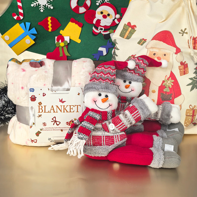 Christmas Gift Bag Thickened Super Soft Printed Flannel Christmas Blanket for the Elderly Bag Christmas Decorative Supplies Home Curtains Decorative Buckles Creative Christmas Gifts