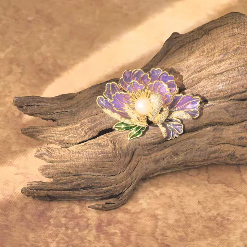 Freshwater pearl, national style, peony flower, brooch, elegant temperament, Chinese style coat, Chinese dress, cheongsam, accessories, work clothes, evening dress, matching brooch pin, fashionable and popular lady gift, giving her relatives, girlfri