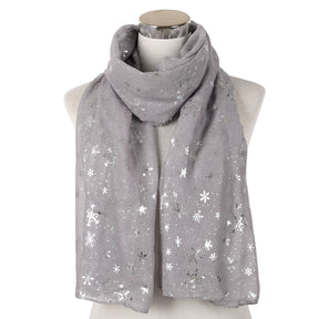 Europe and America Autumn and Winter Scarves Women's New Christmas Gift Snow Flower Hot Silver Dot Silk Scarves Shawls Christmas Scarves for Friends to Send Yourself New Year Gift for Relatives to sisters Christmas Gift Box