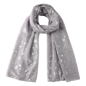 Europe and America Autumn and Winter Scarves Women's New Christmas Gift Snow Flower Hot Silver Dot Silk Scarves Shawls Christmas Scarves for Friends to Send Yourself New Year Gift for Relatives to sisters Christmas Gift Box
