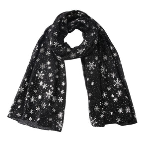 Europe and America Autumn and Winter Scarves Women's New Christmas Gift Snow Flower Hot Silver Dot Silk Scarves Shawls Christmas Scarves for Friends to Send Yourself New Year Gift for Relatives to sisters Christmas Gift Box