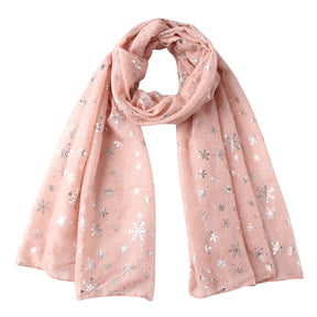 Europe and America Autumn and Winter Scarves Women's New Christmas Gift Snow Flower Hot Silver Dot Silk Scarves Shawls Christmas Scarves for Friends to Send Yourself New Year Gift for Relatives to sisters Christmas Gift Box