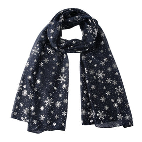 Europe and America Autumn and Winter Scarves Women's New Christmas Gift Snow Flower Hot Silver Dot Silk Scarves Shawls Christmas Scarves for Friends to Send Yourself New Year Gift for Relatives to sisters Christmas Gift Box