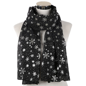Europe and America Autumn and Winter Scarves Women's New Christmas Gift Snow Flower Hot Silver Dot Silk Scarves Shawls Christmas Scarves for Friends to Send Yourself New Year Gift for Relatives to sisters Christmas Gift Box