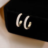 The latest simple style Design sense Korean earrings Personality earrings Temperament geometric zircon earrings 925 silver needle women's clothing Versatile earrings Accessories for yourself Send friends Send sisters jewelry gifts Give her gift boxes