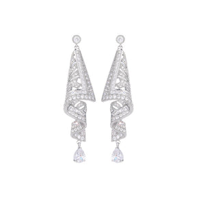 Fashion Green Cubic Zirconia Spiral Earring for Women Geometric Chunky Long Water Drop Royal Blue Dangle Earrings Festival Party Accessories