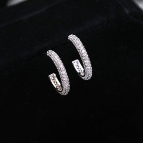 The latest simple style Design sense Korean earrings Personality earrings Temperament geometric zircon earrings 925 silver needle women's clothing Versatile earrings Accessories for yourself Send friends Send sisters jewelry gifts Give her gift boxes