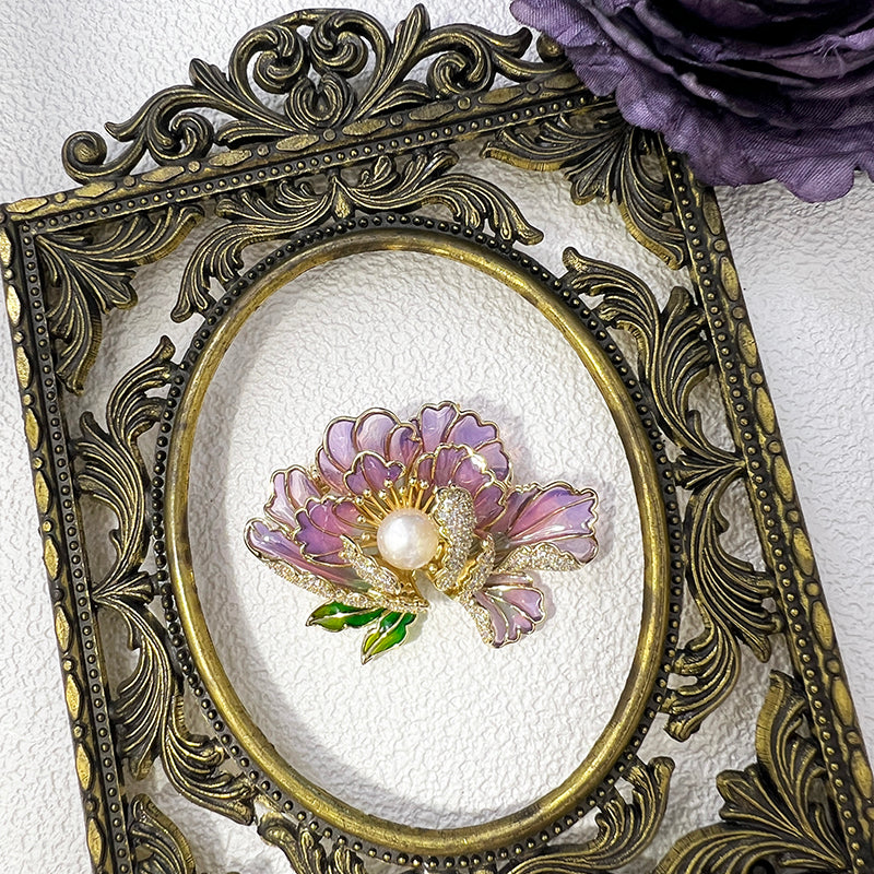 Freshwater pearl, national style, peony flower, brooch, elegant temperament, Chinese style coat, Chinese dress, cheongsam, accessories, work clothes, evening dress, matching brooch pin, fashionable and popular lady gift, giving her relatives, girlfri