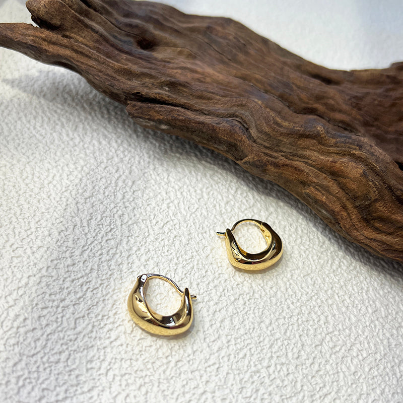 Metal ring ear clasps, simple and cool style earrings, female fashion temperament, versatile earrings, high sense, send her to friends, send sisters small lucky gifts, Thanksgiving gift box