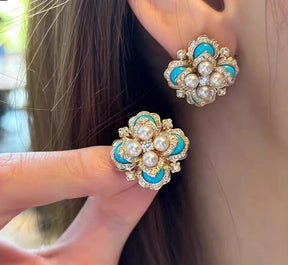 French rose purple pearl zircon necklace bracelet ring for women, light luxury, niche exquisite bracelet, new fashionable jewelry, women's formal dress, versatile workplace clothing, high temperament, high-quality new pearl necklace Premium Four Leaf