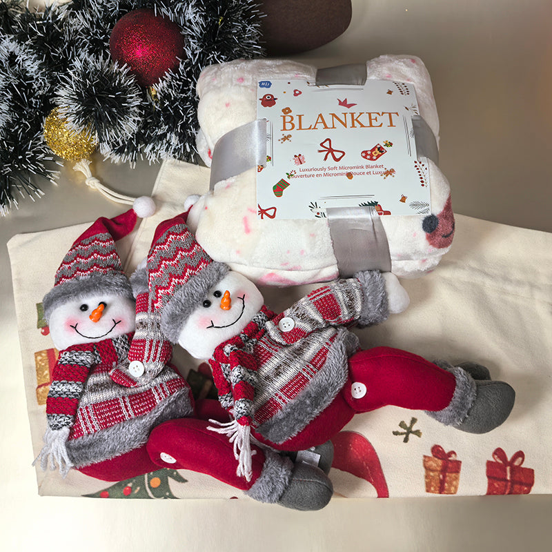 Christmas Gift Bag Thickened Super Soft Printed Flannel Christmas Blanket for the Elderly Bag Christmas Decorative Supplies Home Curtains Decorative Buckles Creative Christmas Gifts