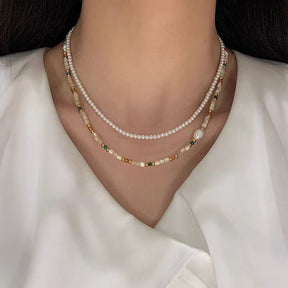 Grateful for the gift, Ranshi Danshui pearl tourmaline colored dopamine bead necklace for women with a high-end feel, light luxury, niche collarbone necklace, Valentine's Day romantic gift, birthday gift for her, pearl necklace bracelet