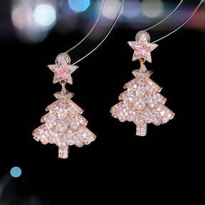 Euramerican fashion Christmas tree earrings New earrings Color zircon inlay Premium Christmas gifts Women's earrings High quality exquisite gifts to send her friends to send sisters to relatives New Year gift Thanksgiving gift box