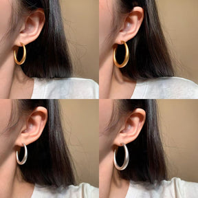 Women's Latest Earrings Moon shaped Round Earrings Silver Needle Retro Gold Silver Premium Fine Small Plain Rings Big Earrings Ring Girl Simple and Generous Earrings Earrings Earrings Earrings Give Yourself a Gift to a Friend A Gift to a sisters For