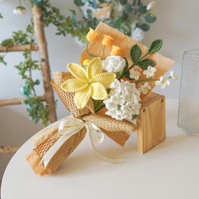 Hand woven small lily embroidered ball bouquet, gift bag for elders, relatives, mothers, wives, beautifully packaged gift bouquet, anniversary celebration gift box