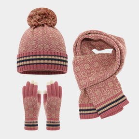 Christmas hat, scarf, gloves, three piece set, European and American jacquard, autumn and winter warm and cold resistant hat, knitted set, suitable for both men and women The best gift for family and friends