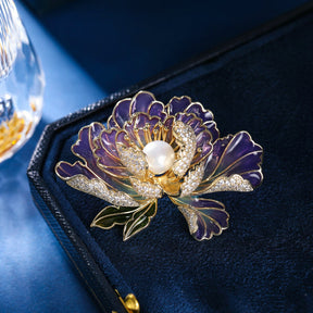 Freshwater pearl, national style, peony flower, brooch, elegant temperament, Chinese style coat, Chinese dress, cheongsam, accessories, work clothes, evening dress, matching brooch pin, fashionable and popular lady gift, giving her relatives, girlfri
