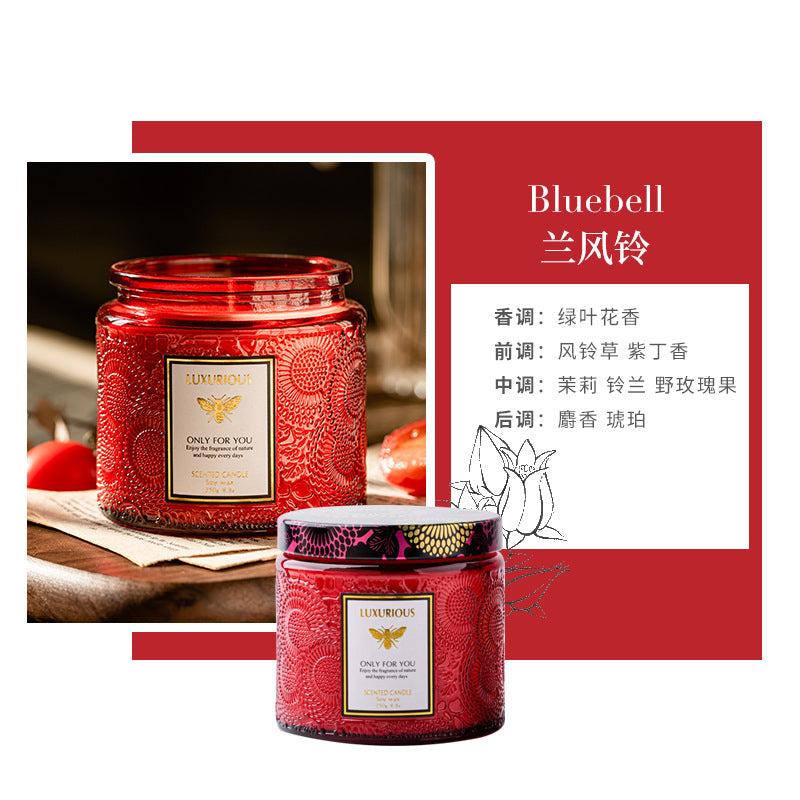 Relief Cup Handmade Soy Wax Aromatherapy Candle Home Office Bedroom Fragrance Birthday Gift for Girlfriend Birthday Party Holiday Celebration Anniversary Valentine's Day Home Decoration Atmosphere Gift