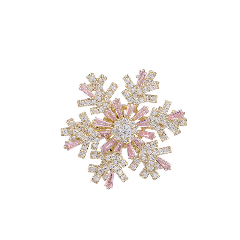 Korean women's coat, pin, silk scarf, shawl, button, fashionable cardigan, anti fading, autumn and winter clothing, with rotatable snowflake brooch, fashionable and exquisite clothing accessories, gifts for friends, gifts for sisters, gifts for herse