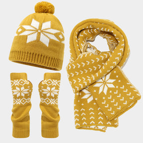 Christmas hat, scarf, gloves, three piece set, European and American reindeer jacquard, autumn and winter warm knit set The best gift for family and friends