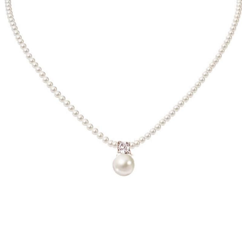 Silver Bay S925 Silver Pearl Necklace for Women, Fashionable, Generous, Round, Daifei style Pendant, Collar, Versatile Jewelry, Elegant and Exquisite Gift for Her, Jewelry for Myself, Friends, Family, Birthday Gift, Gratitude Gift Box