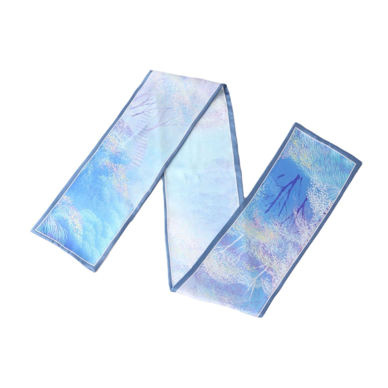 Silkworm silk scarves, thin and long stripes, printed women's fashion, versatile small scarves, ribbons, sunscreen, small silk, thoughtful gifts for friends, sisters, relatives and themselves, birthday gifts, thanksgiving gift box