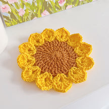 Handmade Creative Weaving Simulation Sunflower Cup Mat Home Decoration Water Cup Mat Table Mat Versatile Teacher's Day Gift Christmas Small Gift Decoration Customizable Wholesale Handmade Commemorative Gift