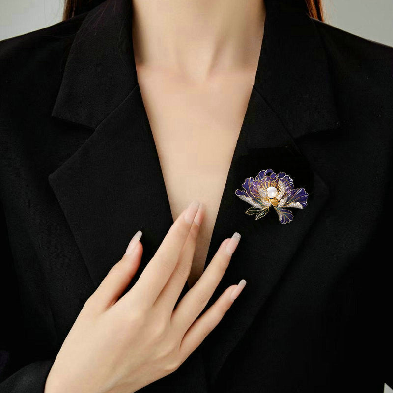 Freshwater pearl, national style, peony flower, brooch, elegant temperament, Chinese style coat, Chinese dress, cheongsam, accessories, work clothes, evening dress, matching brooch pin, fashionable and popular lady gift, giving her relatives, girlfri