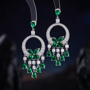 French Court Style Exaggerated and Magnificent Earrings s925 Silver Needle Zircon Inlaid High level Pendant Wind Bell Earrings Women's Dress Professional Dress Fashion Versatile Accessories Earrings Exquisite Girl Gift for Her sisters to Girlfriend B