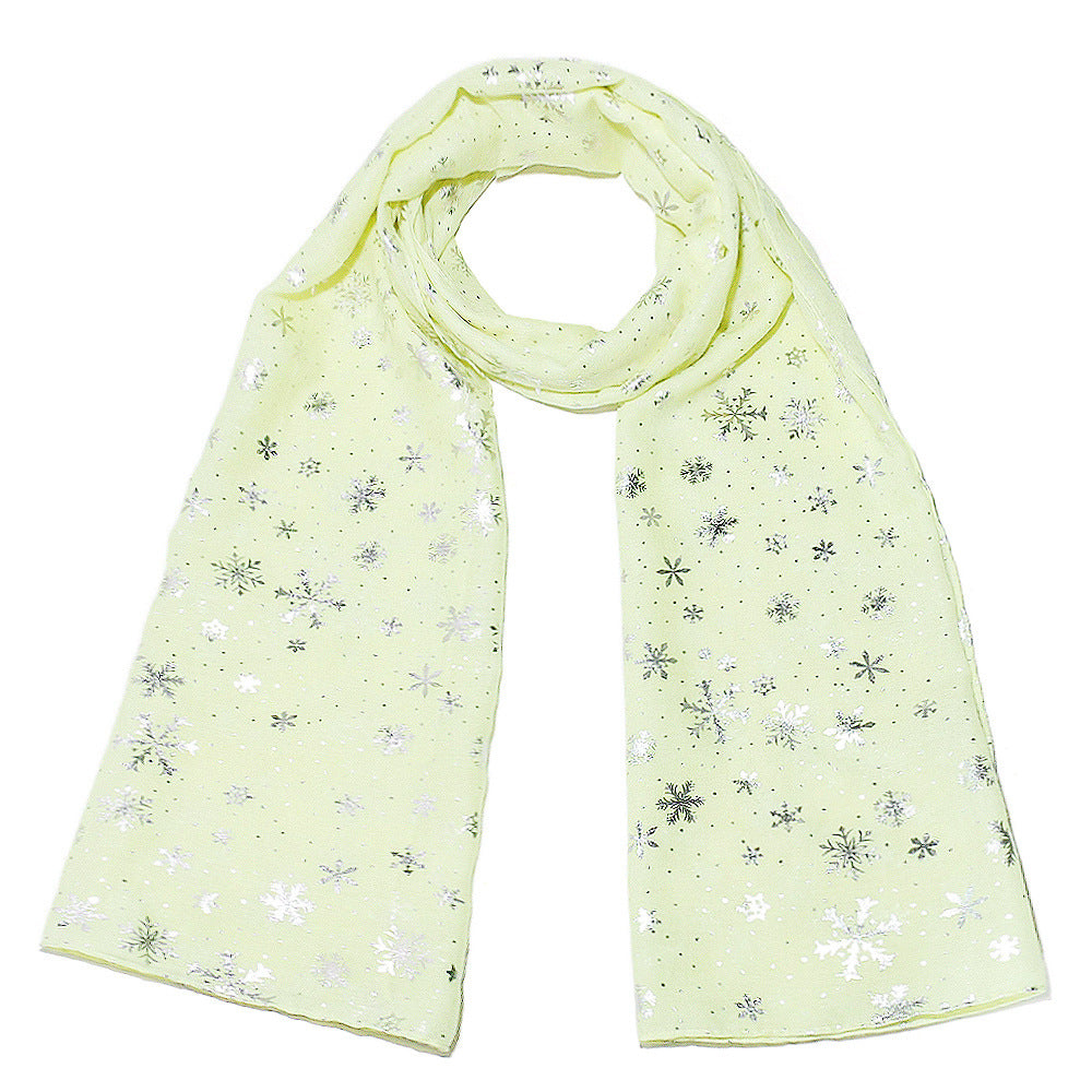 Europe and America Autumn and Winter Scarves Women's New Christmas Gift Snow Flower Hot Silver Dot Silk Scarves Shawls Christmas Scarves for Friends to Send Yourself New Year Gift for Relatives to sisters Christmas Gift Box