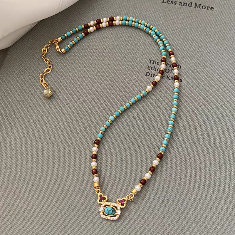 Pearl necklace accessories, birthday gift for her, natural turquoise pearl bead necklace, women's accessories, light luxury, high-end, new collarbone necklace Temperament sweater chain latest popular women's necklace Valentine's Day Thanksgiving, sur