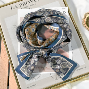 Silkworm silk scarves, thin and long stripes, printed women's fashion, versatile small scarves, ribbons, sunscreen, small silk, thoughtful gifts for friends, sisters, relatives and themselves, birthday gifts, thanksgiving gift box