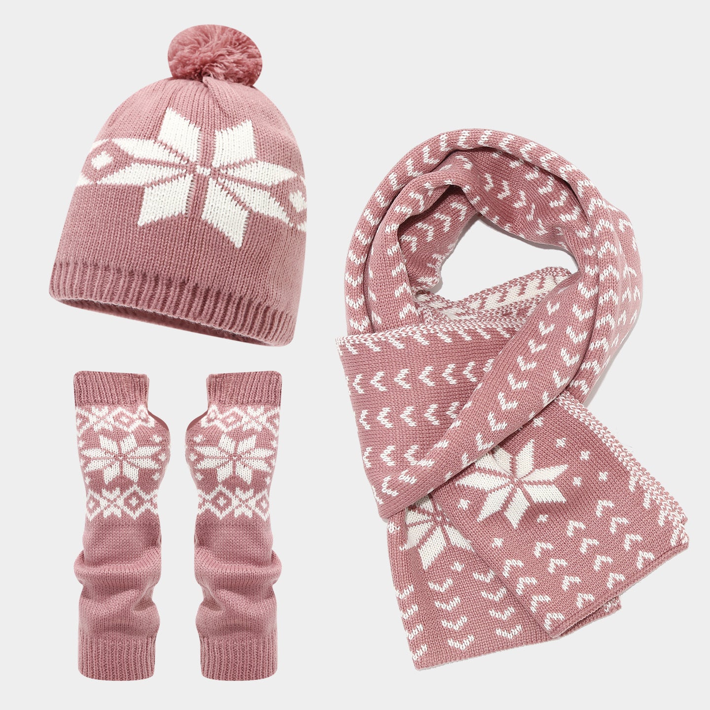 Christmas hat, scarf, gloves, three piece set, European and American reindeer jacquard, autumn and winter warm knit set The best gift for family and friends