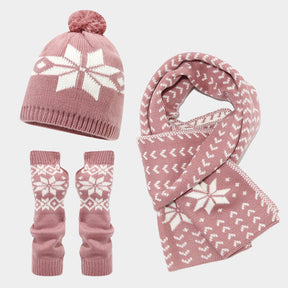 Christmas hat, scarf, gloves, three piece set, European and American reindeer jacquard, autumn and winter warm knit set The best gift for family and friends