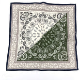 Double sided silk scarf made of real silk and wool, high-end feeling, blue cashew nut pattern square scarf with double-sided printing, women's mulberry silk can be customized, fashionable and versatile, women's scarf gift for family and friends, surp