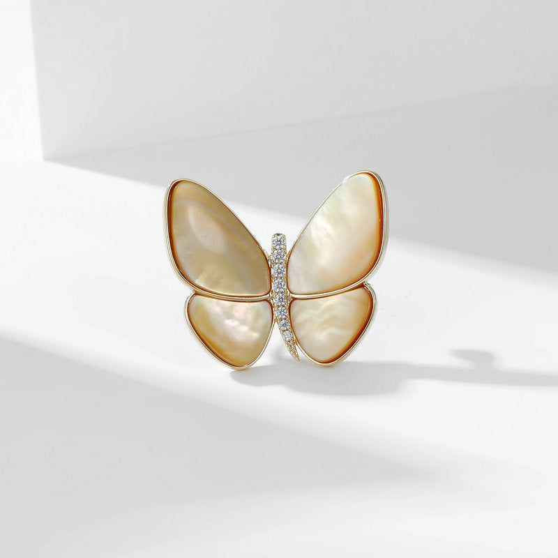 Zircon light luxury clothing corsage female elegant pin mother shell butterfly broken cocoon into butterfly brooch fashion surprise gift for a friend to send sisters fashion surprise gift for herself to send her girlfriend fashion accessories pin sou