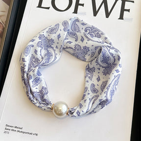 Magnetic button pearl necklace small strip scarves for women's mothers to protect their necks and neck lazy people to match with shirts, thin scarves, clothing, versatile accessories, small gifts for themselves, relatives, friends, sisters, warm and