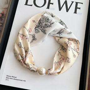 Magnetic button pearl necklace small strip scarves for women's mothers to protect their necks and neck lazy people to match with shirts, thin scarves, clothing, versatile accessories, small gifts for themselves, relatives, friends, sisters, warm and