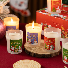 Christmas Candle Glass Fragrance Soy Candle Gift Box for Birthday Party, Festival Celebration, Giving to Friends, Giving to Family, Practical New Year Gift Box for Home Use