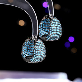 Europe and the United States Antique Premium Earrings Luxury Copper Set Zircon Earrings Inside and Outside Full Zirconium Set Water Drop shaped Earrings Women's Clothing Versatile Earrings Ornaments Send Yourself to Friends Send sisters Jewelry Gifts