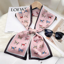 Silkworm silk scarves, thin and long stripes, printed women's fashion, versatile small scarves, ribbons, sunscreen, small silk, thoughtful gifts for friends, sisters, relatives and themselves, birthday gifts, thanksgiving gift box