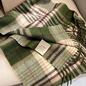 Women's scarf, unisex style, cowhide oil fruit green, pure wool, winter narrow scarf, versatile, warm, high-end scarf from England, perfect gift for boyfriend, girlfriend, friend, classmate