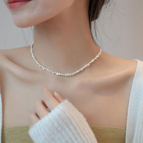French natural Baroque small irregular freshwater pearl necklace for women, fashionable and versatile, elegant collarbone chain necklace for friends, girlfriends, Valentine's Day, birthday gifts, gratitude gifts, anniversary celebrations, gifts for h